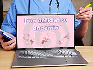 Medical concept about Iron deficiency anaemia with sign on the page