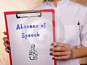 Medical concept meaning Absence of Speech with inscription on the sheet