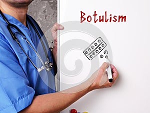 Medical concept meaning Botulism   with phrase on the piece of paper