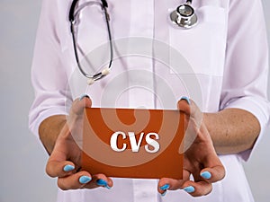 Medical concept meaning CVS Chorionic Villus Sampling with inscription on the page