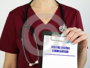 Medical concept meaning DIGITAL RECTAL EXAMINATION DRE with sign on the sheet photo