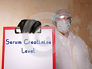 Medical concept meaning Serum Creatinine Level with phrase on the piece of paper