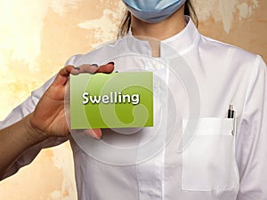 Medical concept meaning Swelling with sign on the page