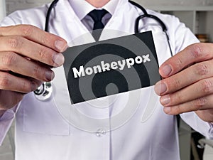 Medical concept about Monkeypox with sign on the page photo