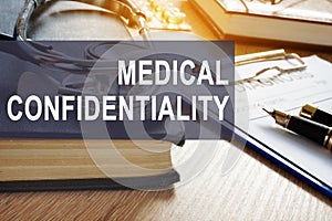 Medical confidentiality. Documents with personal information in a clinic.