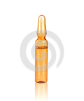 Medical or cosmetic ampoules with bubbles on a white background