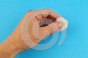 Medical cotton wool in hands