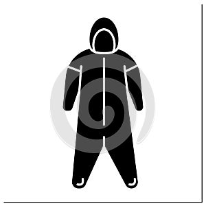 Medical coveralls glyph icon