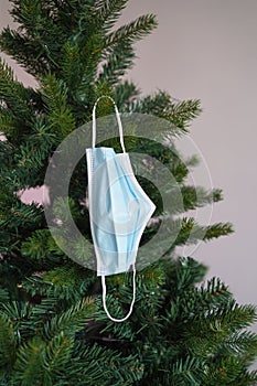 Medical Covid Mask in the Christmas tree
