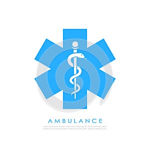 Medical cross with caduceus vector icon photo