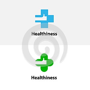 Medical cross & hand icon.Medical center vector logo design