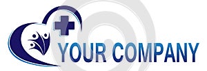 Medical Cross heart family health logo icon for company