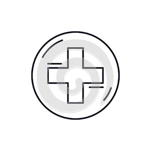 Medical cross line icon concept. Medical cross vector linear illustration, symbol, sign