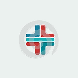 Medical cross logo. Healthcare and doctor sign. Colorful lines.