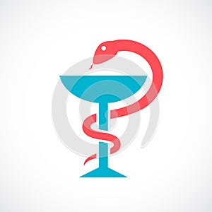 Medical cup and snake vector symbol photo