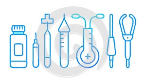 Medical and Dental Instruments Outline Set, vector design Generative AI