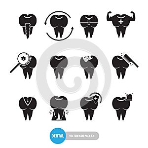 Medical dental tooth icon pack flat design isolated on white background