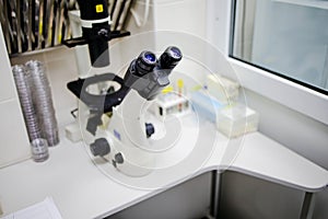 Medical Development Laboratory: Microscope in Advanced Pharma Lab photo