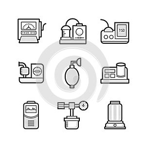 Medical Device Icon Set of Operating Room