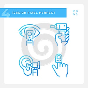 Medical devices pixel perfect gradient linear vector icons set