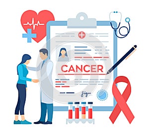 Medical diagnosis - Cancer. Doctor taking care of patient. Detecting and Diagnosis of Oncological Disease. Cancerous Malignant photo