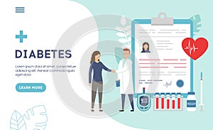 Medical diagnosis concept - Diabetes. Diabetes mellitus type 2 and insulin production concept. Doctor taking care of