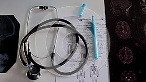 Medical diagnosis x-ray and stetoscope