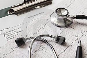 Medical diagram and stethoscope