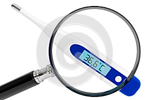 Medical digital thermometer with magnifier