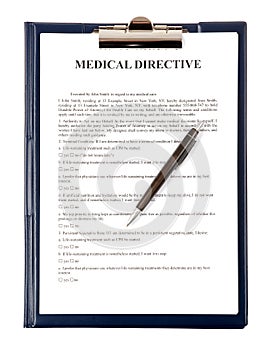 Medical directive document photo