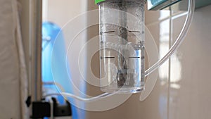 Medical distilled water connected to an artificial respiration device in resuscitation for newborn.intensive care unit for childre