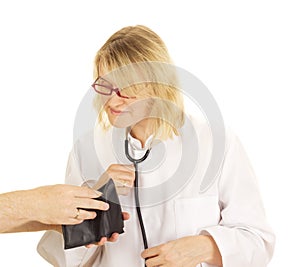 A medical doctor accepts funds photo