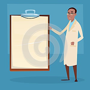 Medical Doctor African American Man Practitioner Point To Empty Board