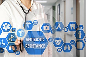 Medical Doctor and ANTIBIOTIC RESISTANCE words in Medical netwo photo