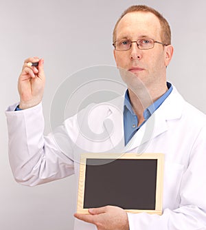 Medical doctor with blackboard photo
