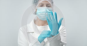 Medical Doctor in Blue Gloves Isolated