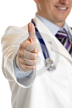 Medical doctor express happiness with thumb up