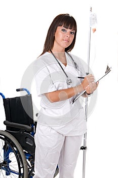 Medical doctor and handicaped chair