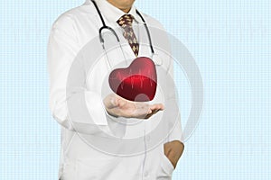 Medical doctor hands with heart