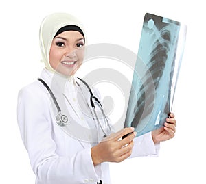 Medical doctor holding xray