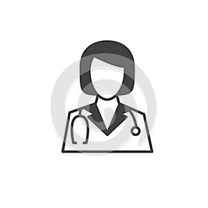 Medical Doctor Icon Female with Stethoscope Vector illustration