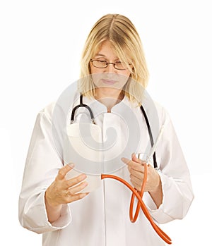 Medical doctor looking on a clyster