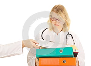 Medical doctor with a lot of work photo