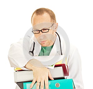 Medical doctor with a lot of work photo