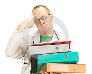 Medical doctor with a lot of work photo