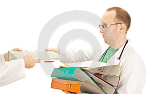 Medical doctor with a lot of work photo