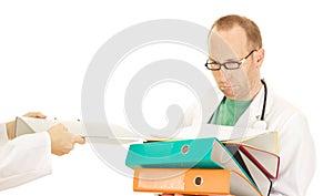 Medical doctor with a lot of work photo