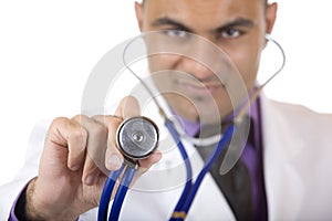 Medical doctor makes examination with stethoscope