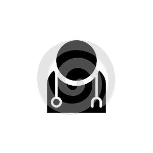 Medical Doctor, Physician with Stethoscope Flat Vector Icon