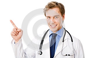 Zdravotné lekár ukazuje prst 